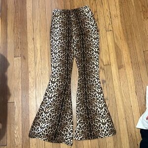 Leopard bell bottom flared party pants. Small